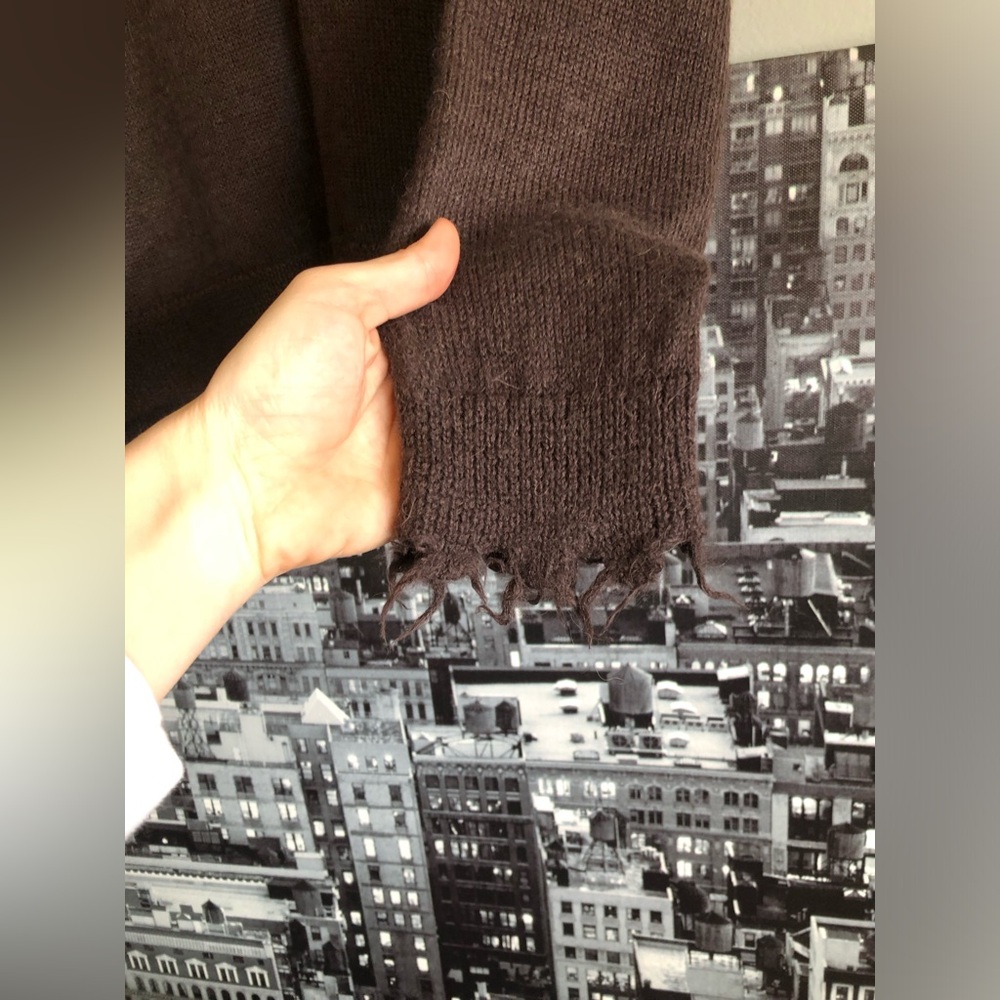 Nation LTD Brown V Neck Sweater Alpaca Cotton Blend - Picture 2 of 11